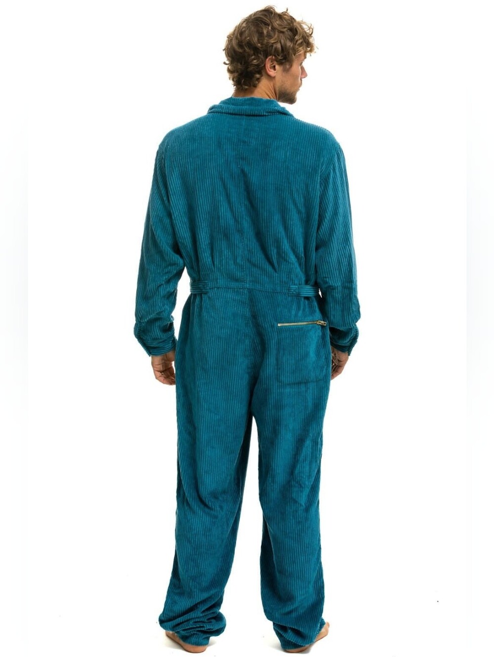 Aviator Nation Teal Corduroy Zip-Front Jumpsuit xl Beautiful - Picture 5 of 9